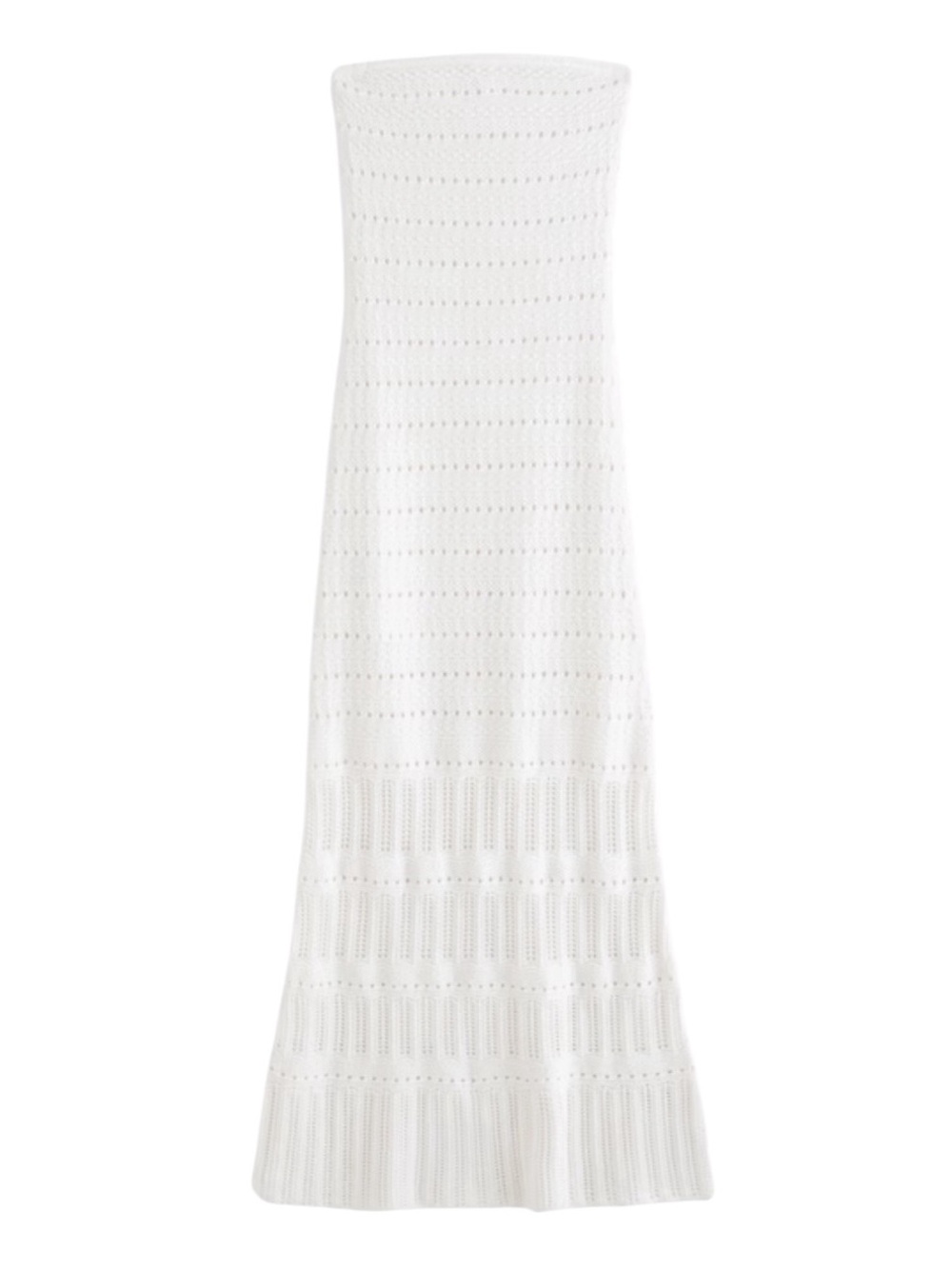 Abercrombie & Fitch Strapless Crochet Style Maxi Dress Cream Size Medium Petite